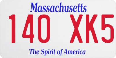 MA license plate 140XK5