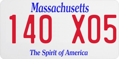 MA license plate 140XO5