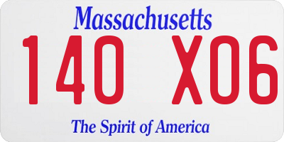 MA license plate 140XO6