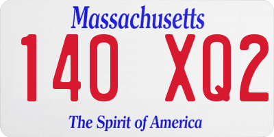 MA license plate 140XQ2