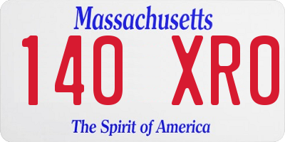 MA license plate 140XR0