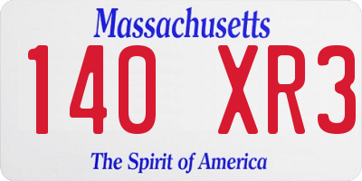 MA license plate 140XR3