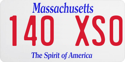 MA license plate 140XS0