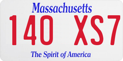 MA license plate 140XS7