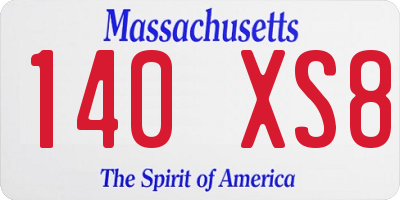 MA license plate 140XS8