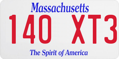 MA license plate 140XT3