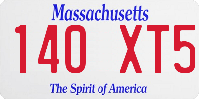 MA license plate 140XT5