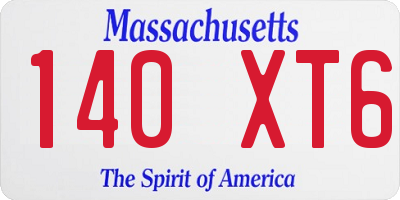 MA license plate 140XT6