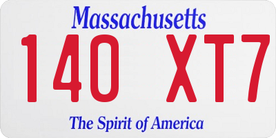 MA license plate 140XT7