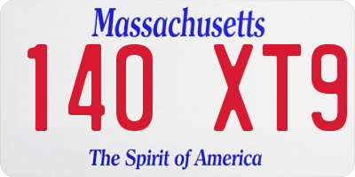 MA license plate 140XT9