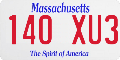 MA license plate 140XU3