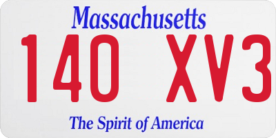 MA license plate 140XV3