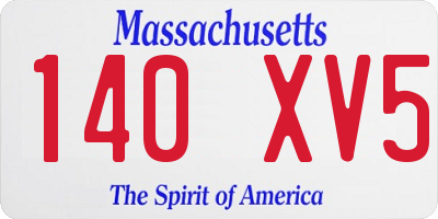 MA license plate 140XV5