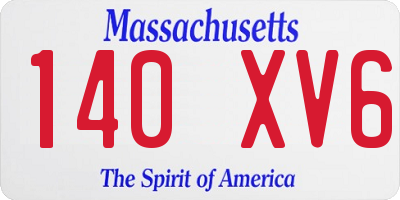 MA license plate 140XV6