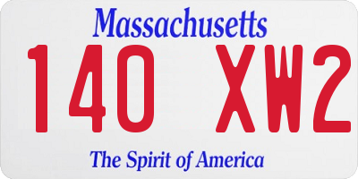 MA license plate 140XW2