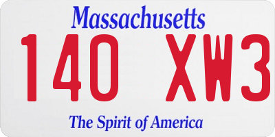 MA license plate 140XW3