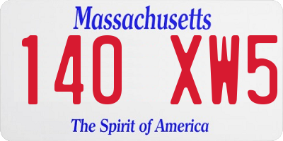 MA license plate 140XW5