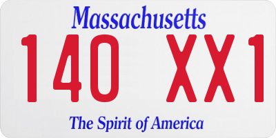 MA license plate 140XX1