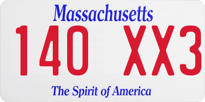 MA license plate 140XX3