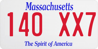 MA license plate 140XX7