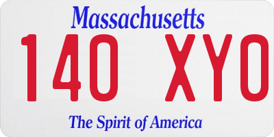 MA license plate 140XY0