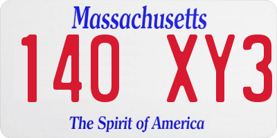 MA license plate 140XY3