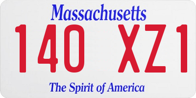 MA license plate 140XZ1