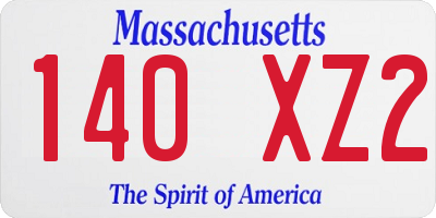 MA license plate 140XZ2