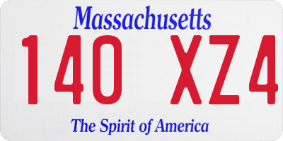 MA license plate 140XZ4
