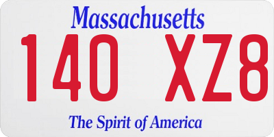 MA license plate 140XZ8