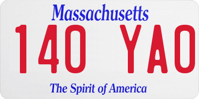 MA license plate 140YA0