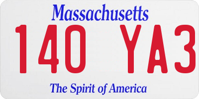 MA license plate 140YA3