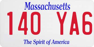 MA license plate 140YA6