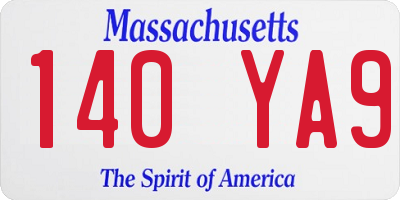 MA license plate 140YA9