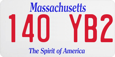 MA license plate 140YB2