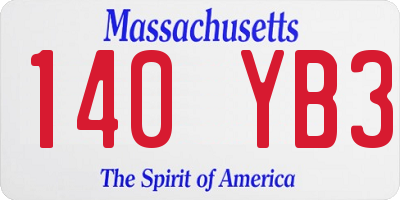 MA license plate 140YB3