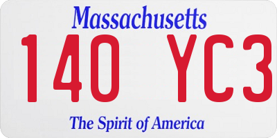 MA license plate 140YC3