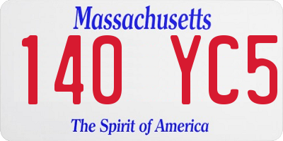 MA license plate 140YC5