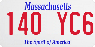 MA license plate 140YC6