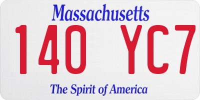 MA license plate 140YC7