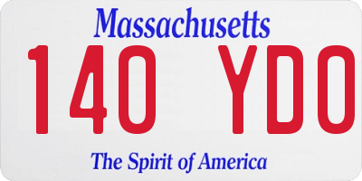 MA license plate 140YD0