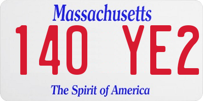 MA license plate 140YE2