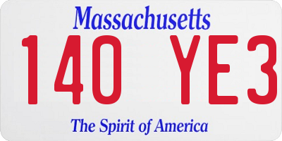 MA license plate 140YE3