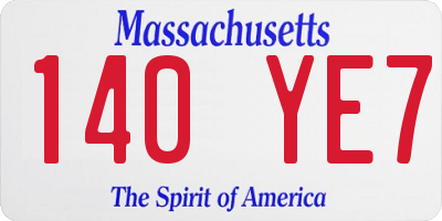 MA license plate 140YE7