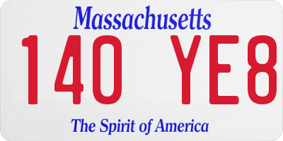 MA license plate 140YE8