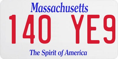 MA license plate 140YE9