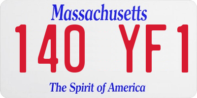 MA license plate 140YF1