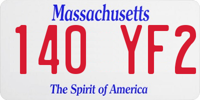 MA license plate 140YF2