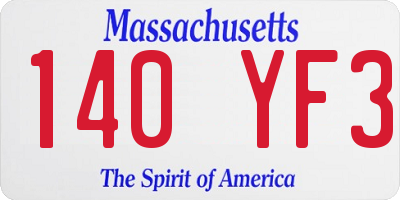 MA license plate 140YF3