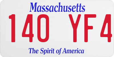 MA license plate 140YF4
